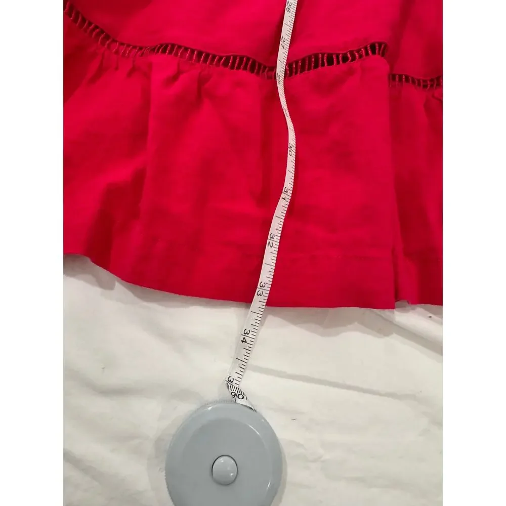 Anthropologie Maeve Bettina Tiered Mini Shirt Dress Linen 1X Hot Pink Raspberry - Picture 16 of 16